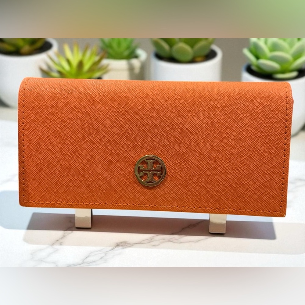 Tory Burch Orange Saffiano Leather Sunglasses Case Only